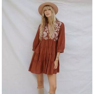 Anthropologie Mini Dress Burnt Orange S